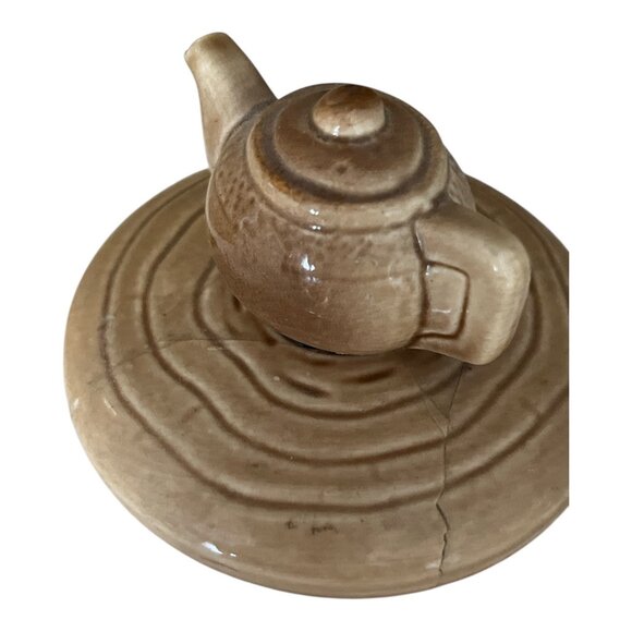 Vintage Ceramic Teapot-Top Tea Canister – 5.5” Tall – “Tea Time” & “Bath” Heart - Picture 5 of 7